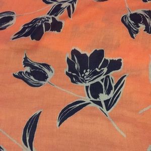 Large peach with navy flower print scarf
